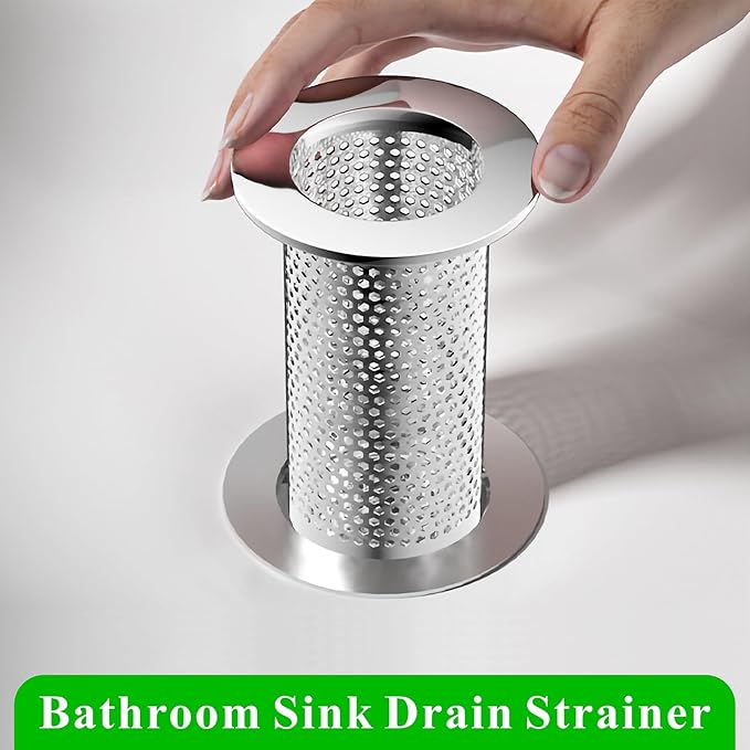 304 Stainless Steel Hair Catcher Bathroom Sink Drain Strainer Drain Filter (1 Piece, L-1)