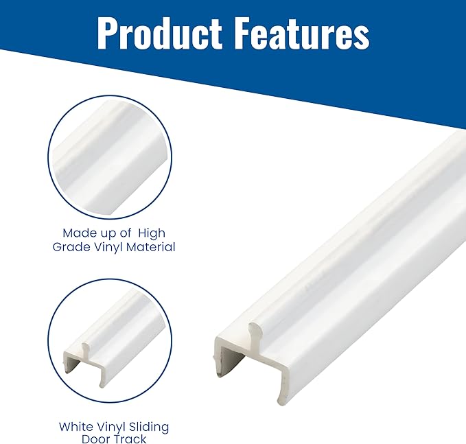 KC Hardware Vinyl Sliding Screen Door Track, Sliding Door Bottom Track Replacement, Patio Screen Door Repair Guide- White Vinyl (48 Inch, 1, Pack)