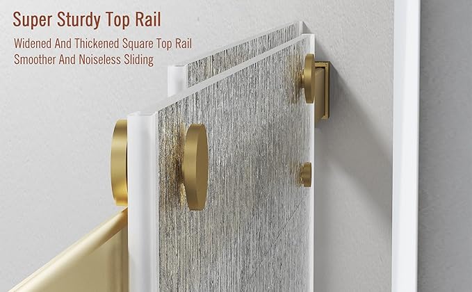 Bathtub Sliding Door 60" W x 56" H, Tub Shower Door, Frameless Bypass Double Sliding Door Tempered Rain Glass with Explosion-Proof Film Brushed Gold