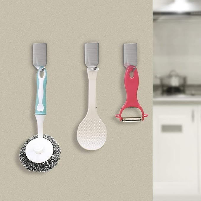 Small Adhesive Hooks Hat Hooks Organizer for Wall Stainless Steel Ultra Strong Wall Rack Hooks for Hanging Hats, Caps, Keys, Kitchen Utensils- Kitchen, Bathroom, Cabinet-20 Packs
