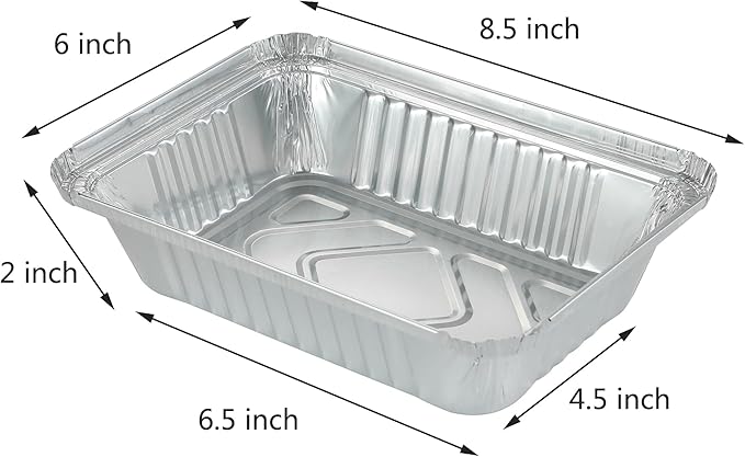 25Pack Disposable Aluminum Foil Pans with Lids, Heavy Duty Bread Tins 2.25LB - Capacity 8.5x6.3” Takeout Pans, Tin Foil for Reheating, Baking