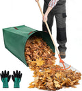 Leaf Bags, Foldable Leaf Collector with Handles, 71 Gallon Reusable Yard Waste Bags, Large Yard Dustpan Type Garden Bag for Leaves, Grass and Debris, Bonus Gardening Gloves (1 Pack, 71 Gallon)