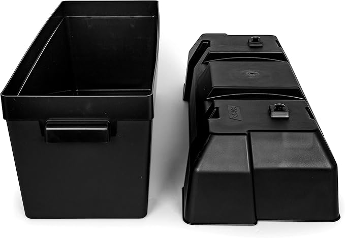 Camco Heavy Duty Double Battery Box with Straps and Hardware - Group GC2 | Safely Stores RV, Automotive, and Marine Batteries | Measures Inside 21-1/2" x 7-3/8" x 11-3/16" | (55374)