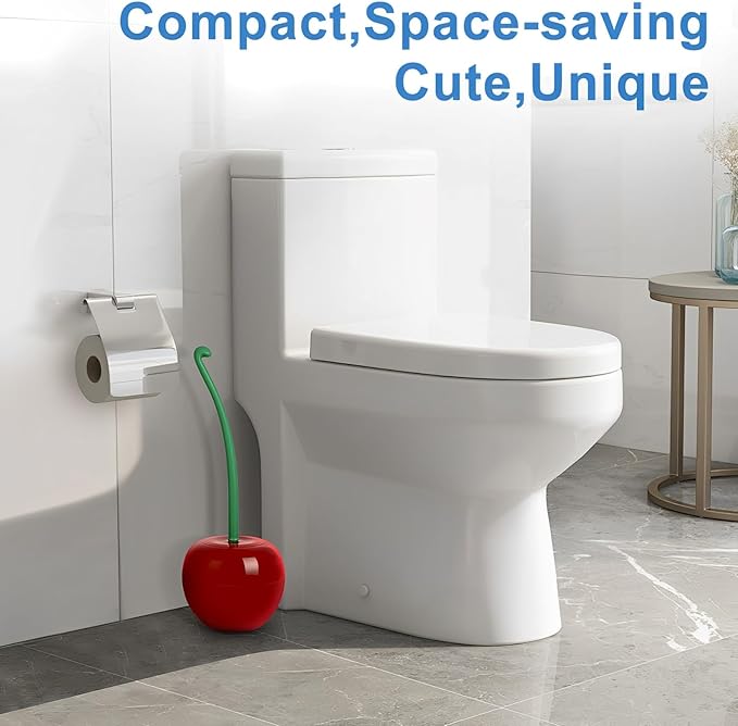 Toilet Brush Household Bathroom Cleaning Cherry: 2-Pack Adorable Shape with Holder, Deep Clean Bowl Under Rim（Red