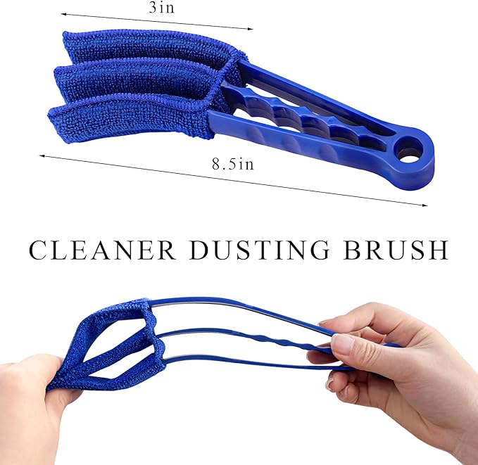 Window Blind Cleaner Duster Brush, Blind Duster Brushes with 5 Washable Microfiber Sleeves, Cleaner Brush Tools for Window Blinds Air Conditioner Vents, Car Accessories