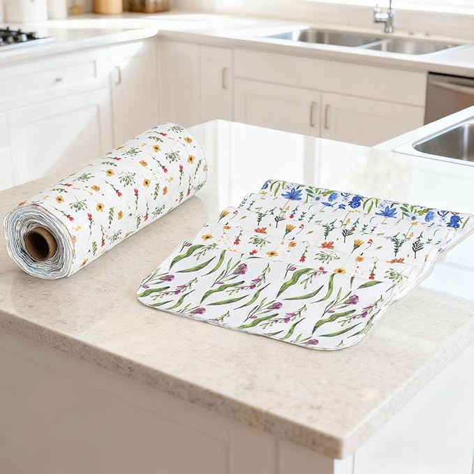 25 Pack Reusable Tissue Paperless Towel Roll Washable Cotton for Kitchen Towels Zero Waste Products Replacement Tissue (RT-E)