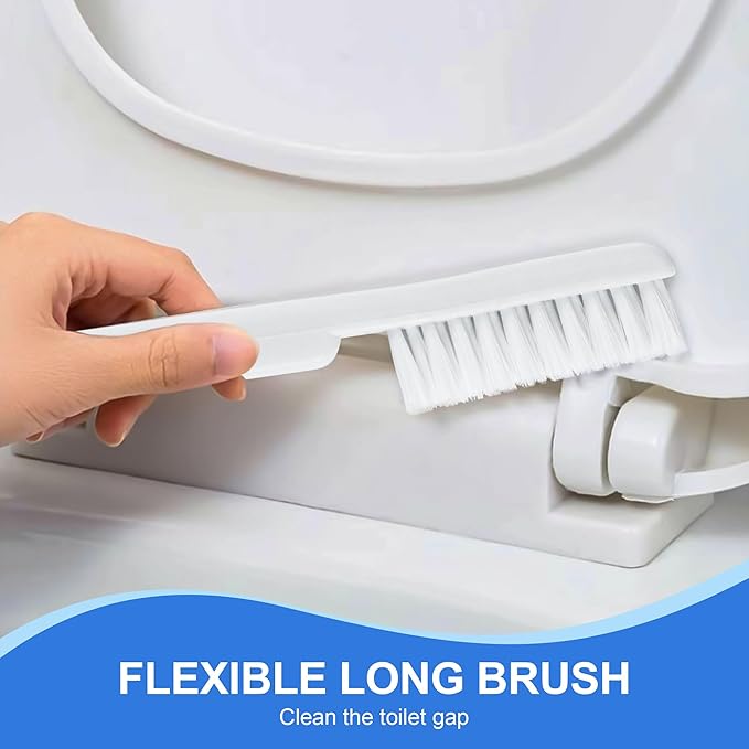 Toilet Brush and Plunger Set, 3 in 1 Toilet Bowl Brush and Holder with Crevice Cleaning Brush Wall Mounted Household Bathroom Cleaning Tools Combo(White-Gray)