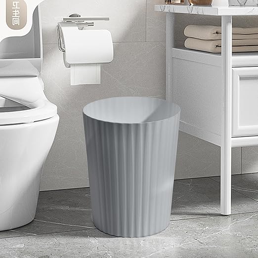 Versatile 2 Gallon Plastic Trash Can - The Compact Bin for Bathroom, Kitchen, or Home Office - Grey