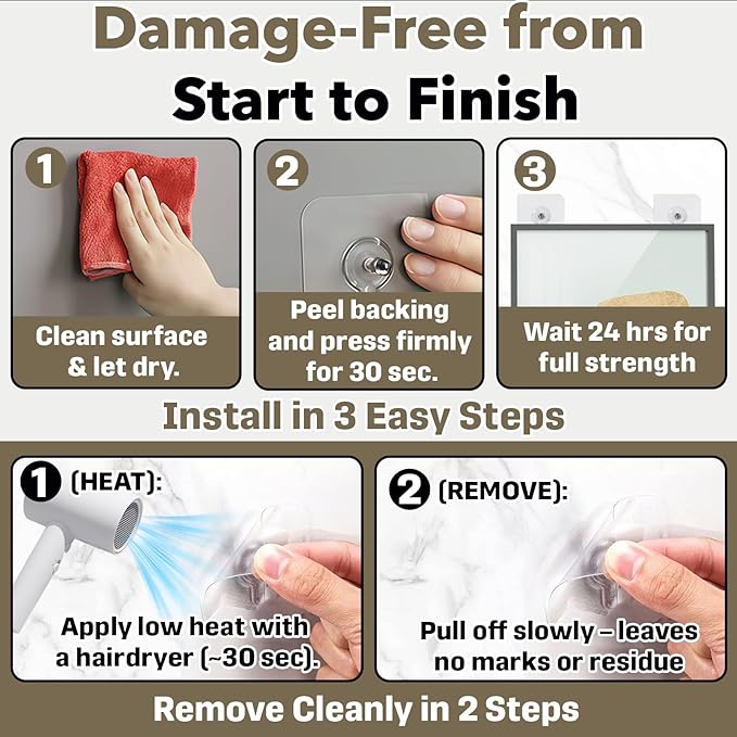 40 PCs Wall Hangers Without Nails, 2 Types Adhesive Hooks for Hanging（Hooks & Screw） Picture Hangers Without Nails, No Nail Picture Hangers, Adhesive Picture Hangers for Multiple Use, No Drill Needed