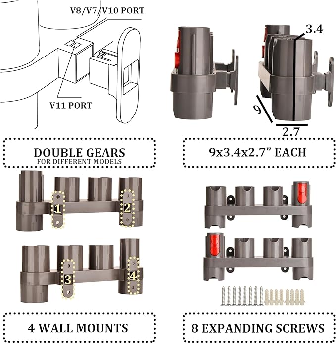 Attachments Mount Holders Compatible with Dyson Gen 5 Gen5 V15 V12 V11 V10 V8 V7 Vacuum Cleaner Accessories Storage Tool Replacement Parts