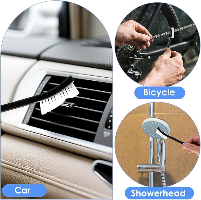 8PCS Small Cleaning Brush - Double Ended Nylon Brushes for Cleaning - Crevice Detail CleaningBrush for Small Spaces, Stiff Nylon Bristle Brush for Jewelry Bicycle Car Shower Head