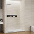 Shower Screen 36" x 76" Half Frameless Shower Wall Panel, Tempered Glass 3/8 inch, Easy to clean Coating, Fixed Glass Shower Door with Hardware (Brushed)