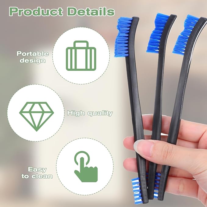 4 Pcs Small Cleaning Brush, Double-Ended Nylon Brush, Jewelry Cleaning Brushes for Detailed Cleanings of Jewelry, Cars, Kitchen, and Spaces