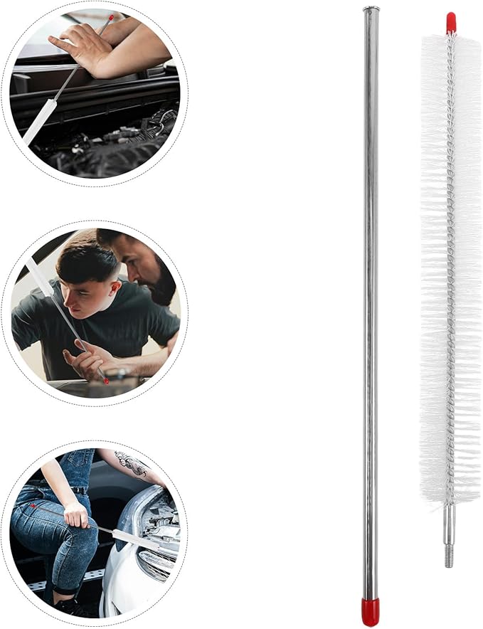 Radiator Cleaning Brush and Dryer Vent Cleaner Brush with Long Flexible Handle for Car and Truck Radiator Dust Removal, Universal Automotive Coil Cleaning Tool