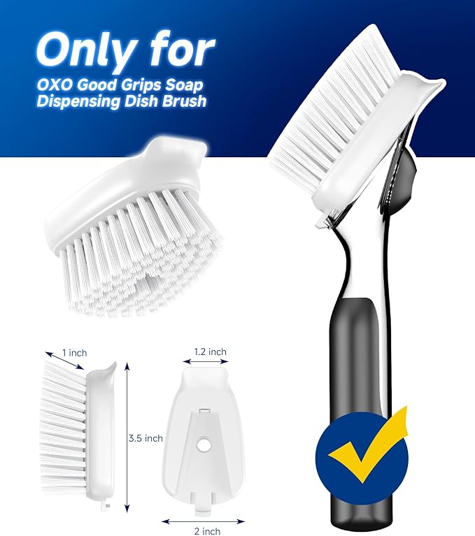 Dish Brush Refills Head for OXO - 4 Pack Dish Brush Cleaning Soap Dispensing Head Replacement for Scrubber, Kitchen Dish Brush Replacement Head for OXO Dish Brush Refill Head