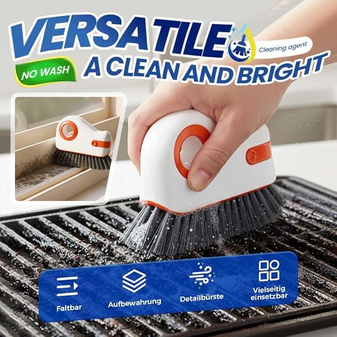 2 in 1 Cleaning Brush Window Track Cleaning Tools, Multifunction Hard Bristle Crevice Cleaner Brush with Hidden Scraper, Grout Cleaner Grip Brush for Sliding Door Track (1, B)