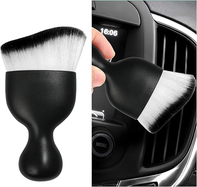 Car Interior Dust Brush, Soft Scratch Free Auto Detailing Brushes, Universal Vehicle Interior Cleaning Tool for Automotive Dashboard, Air Vents, Leather(White & Black)