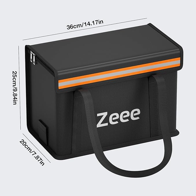 Zeee Lipo Battery Bag Fireproof Explosionproof Safe Bag Extra Large Capacity Lipo Battery Storage Guard Safe Pouch for Charge & Storage(14.17 * 7.87 * 9.84in) - Large Size