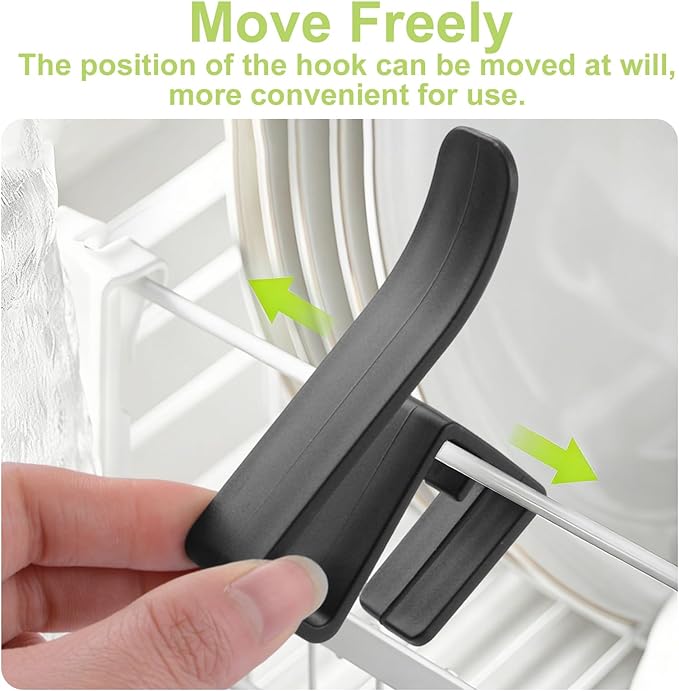 Cup Drying Hooks, 8Pcs Glass Bottle Drying Rack Shelf Basket Rack Hooks Cup Stand Holders for Dish Drainer Rack (Black)