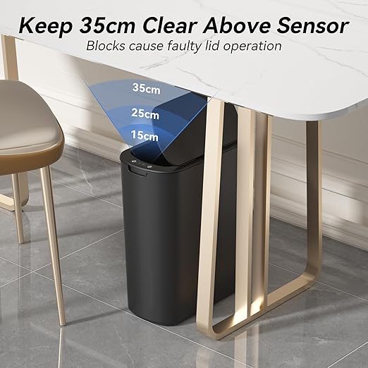 5 Gallon Bathroom Automatic Trash Can with Lid, Motion Sensor Touchless Trash Bin,Smart Electric Slim Waterproof Garbage Bin for Toilet, Office, Kitchen, Bedroom, Living Room (Black)