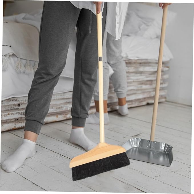 minkissy Indoor Floor Broom Soft Bristle Push Broom Heavy Duty for Carpet Sweeping