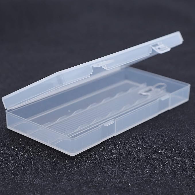 2 Pack 8 Cell 18650 Plastic Battery Storage Case with Hook Holder Waterproof Transparent Clear Hard Plastic Battery Box Organizer for 8 x 18650 Size Batteries
