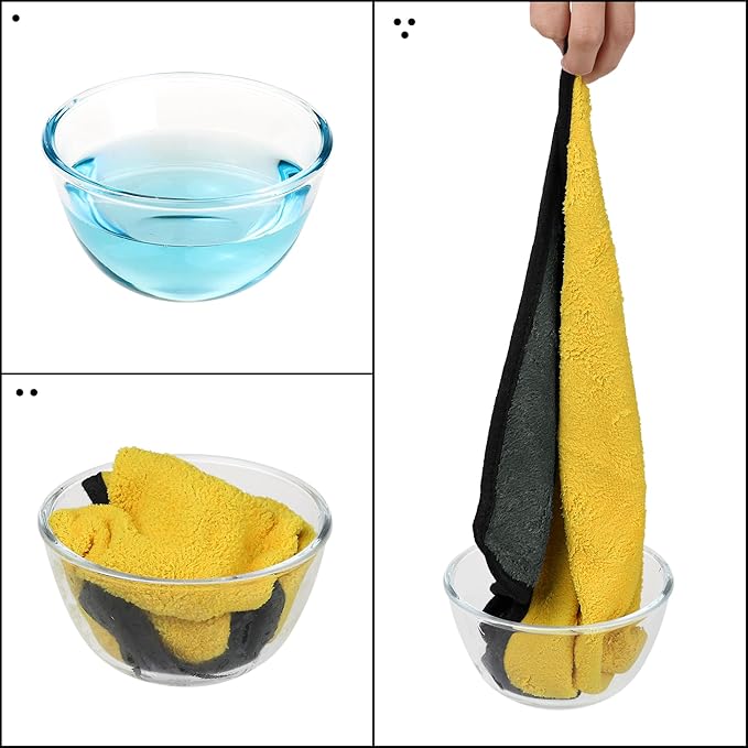 uxcell Car Cleaning Cloths, 8 Pack Soft Premium Microfiber Towels with Hang Loop for Household Cleaning, Reusable Car Cleaning Wipes Lint Free Streak Free Cloths 12" x 12" Yellow