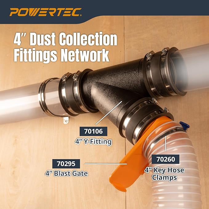 POWERTEC Clear PVC Pipe 4" x 36" Long, 1PK Rigid Plastic Tubing, Round Tube Compatible w/Dust Collection Fittings, Hose for Woodworking Tool, Dust Collection System, Toy Cars and Bird Feeder (70272V)
