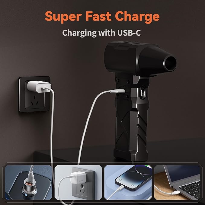 Compressed Air Duster-100000RPM Electric Air Duster for PC&Keyboard Cleaning，3-Speed Cordless Turbo Fan Rechargeable Reusable Compressed Air Blaster, Air Bed, Outdoors, Home.X3