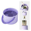 Makeup Brush Cleaner Bowl Rack 3 in 1, Silicone Cleaning Tool with Drying Holder Mat, Organizer Makeup Brush Storage Air Dry Case (purple)