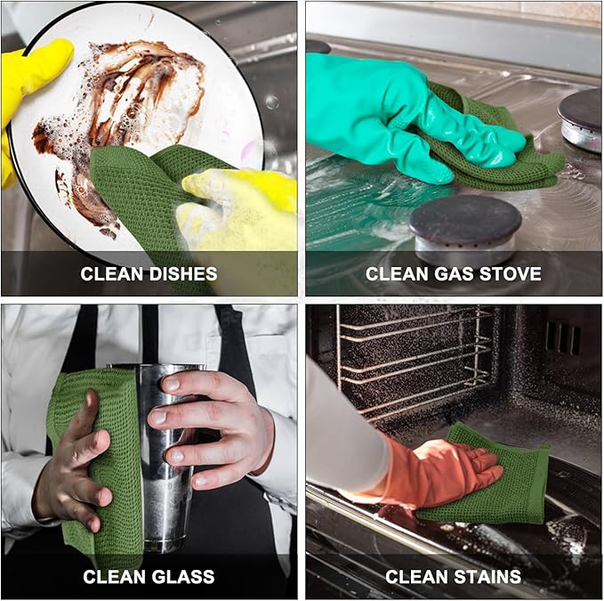 Nialnant 12 Pack Dish Cloths,100% Cotton Dish Towels for Washing Dishes,Soft and Absorbent Kitchen Cleaning Rags - 12x12 Inch