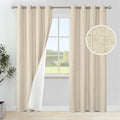 YoungsTex Natural Linen 100% Blackout Curtains 84 Inch Length for Bedroom, Thermal Insulated Drapes with Grommet Room Darkening for Living Room Window, 2 Panels, 52 X 84 Inch