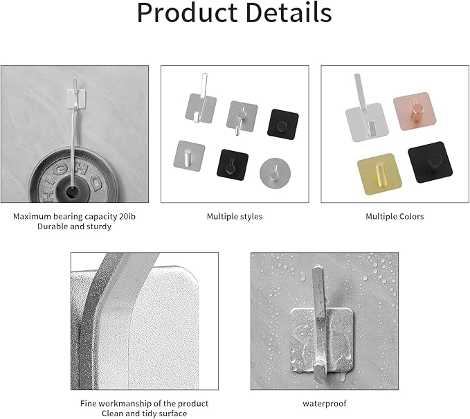 Paoli Heavy Duty Self Adhesive Hooks - Sturdy self Adhesive Hooks for Home, School and Office Easy to fit and Remove,with a Maximum Load Capacity of 30lb(White 7PC)