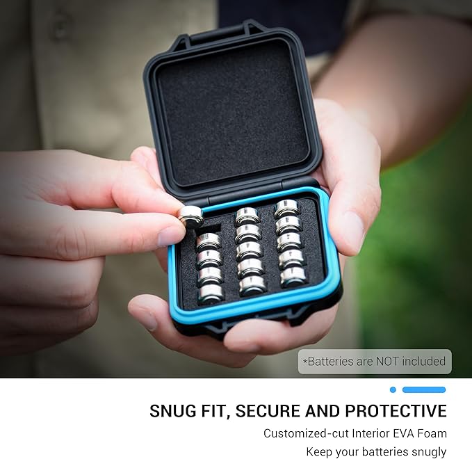 LR44 Size 675 Battery Case Holder Storage, Water-Resistant Anti-Shock, Coin Cell Battery Case for 15x LR44 LIR1254 AG13 CR44 SR44 357 P675 AG13 ZA675, Safety Lithium Batteries Holder, No Batteries