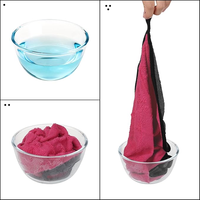 uxcell Car Cleaning Cloths, 8 Pack Soft Premium Microfiber Towels with Hang Loop for Household Cleaning, Reusable Car Cleaning Wipes Lint Free Streak Free Cloths 12" x 16" Pink