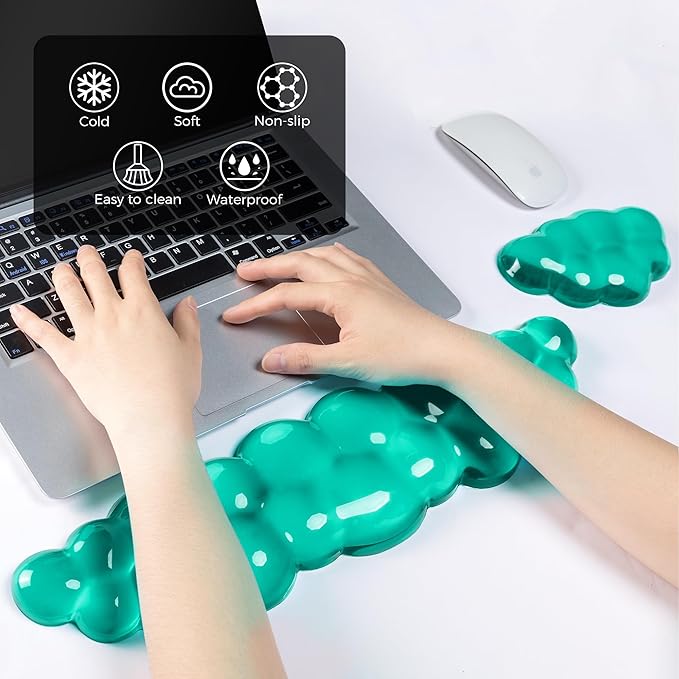 Gel Cloud Keyboard & Mouse Wrist Rest Set - Cloud Keyboard Wrist Rest Pad & Mouse Support for Office Gaming Pad Computer Laptop Ergonomic Comfortable Pain Relief- Cloud Pad Set