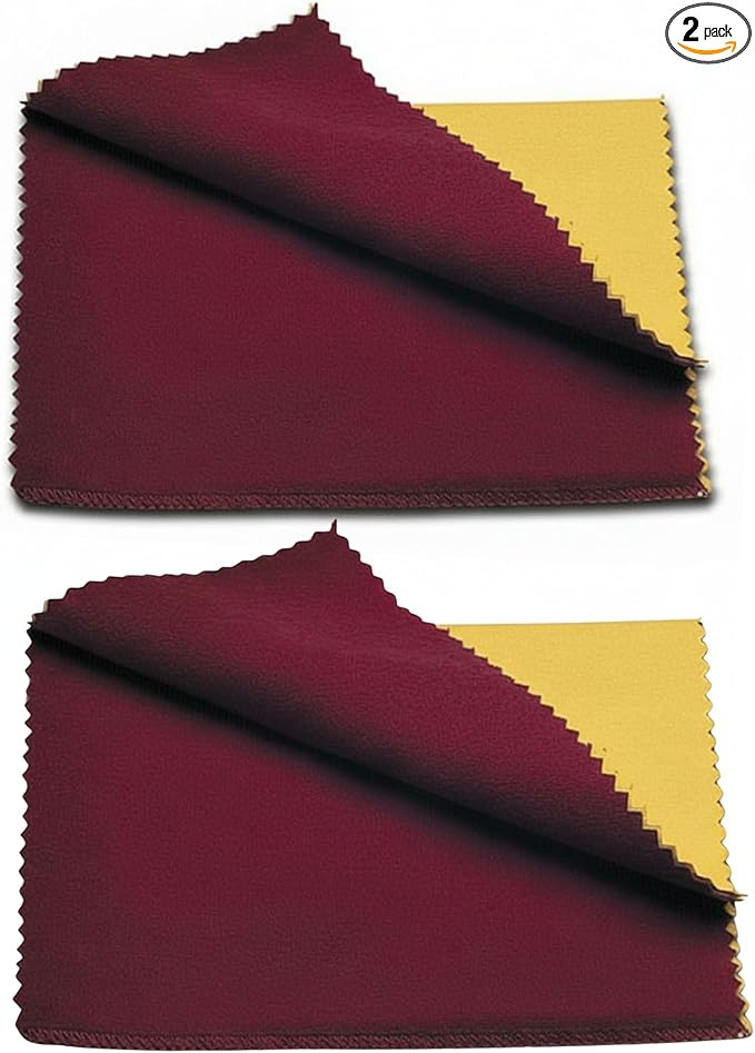 Cadie Silver Polishing Rouge Cloth - 100% Treated Cotton Polishing Cleaning Cloth For Gold Jewelries Platinum and Silverware - Reusable Rouge Cloths Restore Shines | 10 x 12 Inches - 2 Pack