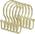 24 Pack Double Shower Curtain Hooks Rings, TENOVEL Double Sided Shower Curtain Hooks Rust Proof for Shower Curtain, Stainless Steel Bathroom Shower Hangers Rings for Shower Rods, Gold