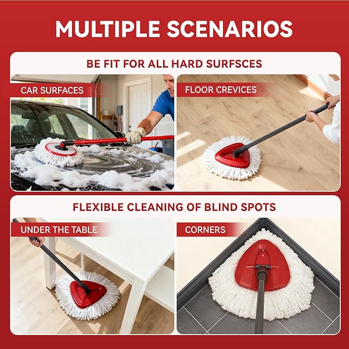 4 Pack Mop Heads Replacements, EasyWring Mop Head Refills for Ocedar Mop Systems, Microfiber Swivel Mop Replace Heads, Deep Cleaning Machine Washable and Easy to Replace