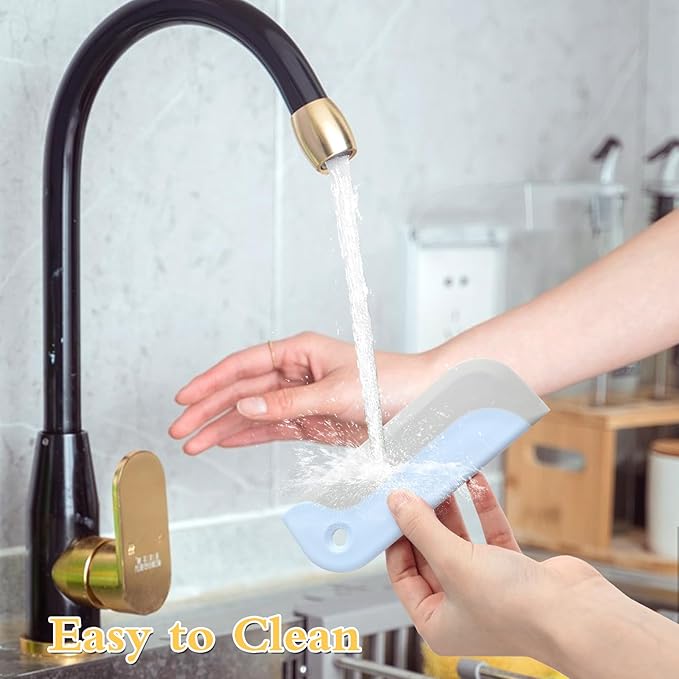 3 Pcs Small Squeegees Mini Rubber Blade Mini Water Scraper Window Tint Tools Glass Cleaner Squeegee Tool for Window, Mirror, Bathroom, Kitchen Countertops and Sink, Car Windshield (3 Colors)