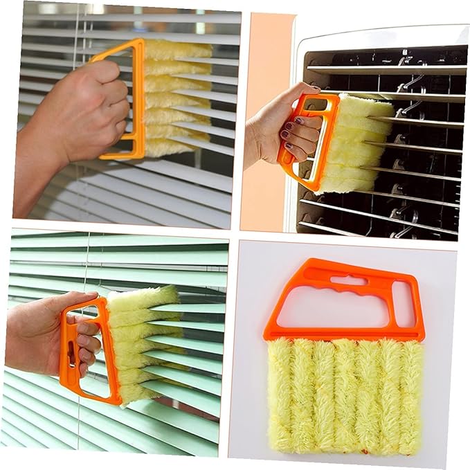 7-Finger Blinds Cleaning Brush and 3-Finger Window Shutter Brush 2pcs, Handheld Dusting Tool for Home Window and Air Conditioner Vent Cleaning, Orange and Green