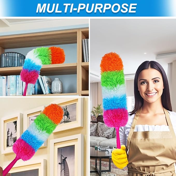 2 Pack Microfiber Hand Dusters,Reusable, Bendable and Washable, Feather Duster