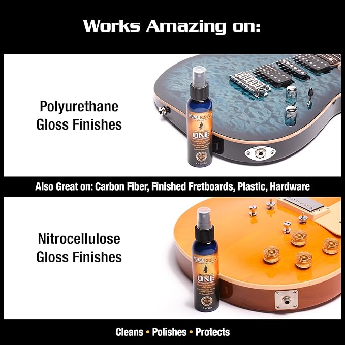 MusicNomad Guitar ONE All-in-1 Cleaner, Polish, and Wax and Microfiber Polishing Cloth Cleaning Kit (MN297)