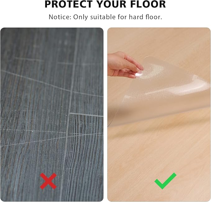 Clear Chair Mat, 3'×5'Floor Mats for Home, Durable Non-Slip Hard Floor Protector, PVC Waterproof Floor Protetor for Kitchen, Bedroom, Pet Litter Mat
