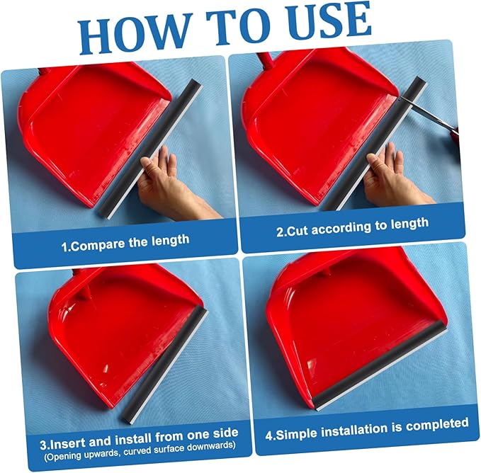GALPADA 4pcs Dustpan Lip Replacement Dust Pan Edge Strip Rubber Strip for Dust Pan Dustpan Edge Protector Wide for
