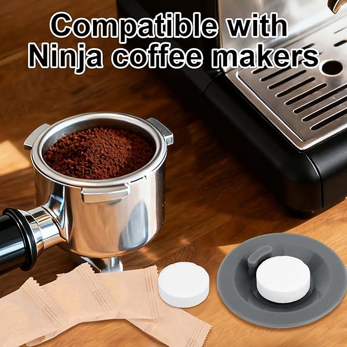 2pcs Espresso Cleaning Discs & 12pcs Cleaning Tablets Compatible with Ninja Luxe Coffee Machine, Silicone 54mm/2.13in Espresso Backflush Disc Tablets