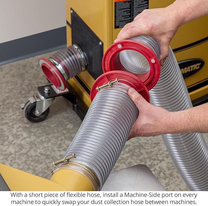 Woodpeckers MagQuick Magnetic Dust Ports – Magnetic Dust Collection Fittings, Surface-Mount Connector for 4" Dust Hose Custom Setups – Made in USA MGQ-BA
