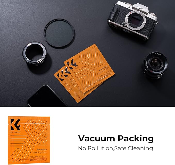K&F Concept 55mm Lens Cap, 9-in-1 Center Pinch Lens Cover + Anti-Loss Keeper Leash + Microfiber Cleaning Cloth Kits Compatible with Nikon, Canon, Sony, Fujifilm Camera Lenses