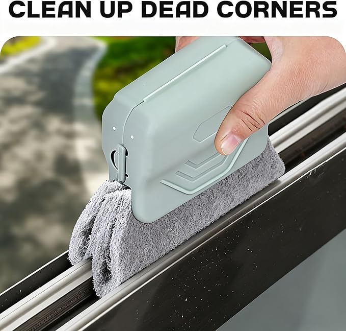 Magic Window Track Cleaner, Window Groove Cleaning Brush Hand-held Magic Windows Track Cleaner Tools Set Creative Cleaner Brushes Tools for Window lides Gaps, Sliding Door Tracks (Grey, 3pcs)