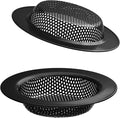 2 Pcs Black Stainless Steel Mesh Sink Drain Strainer, 4.5" Top / 3" Kitchen Filter Trap Basket, Large Food Catch for Bathroom Bathtub Wash Basin Floor Drain Balcony RV Drain Hole Electroplated Coatin